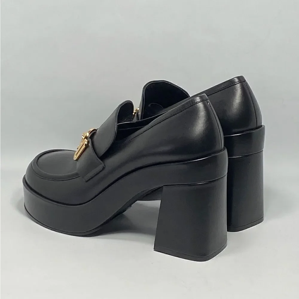 Versace Logo Leather Platform Pumps size 40